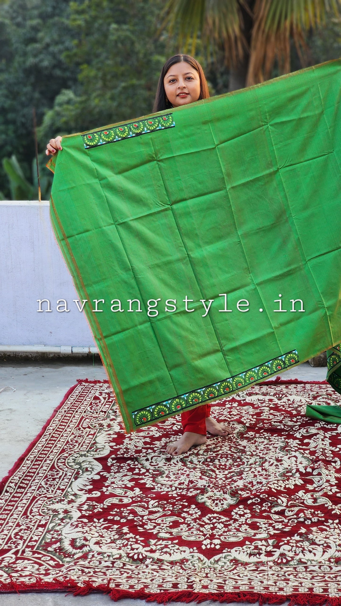 Giri Govardhan Pattachitra Silk saree