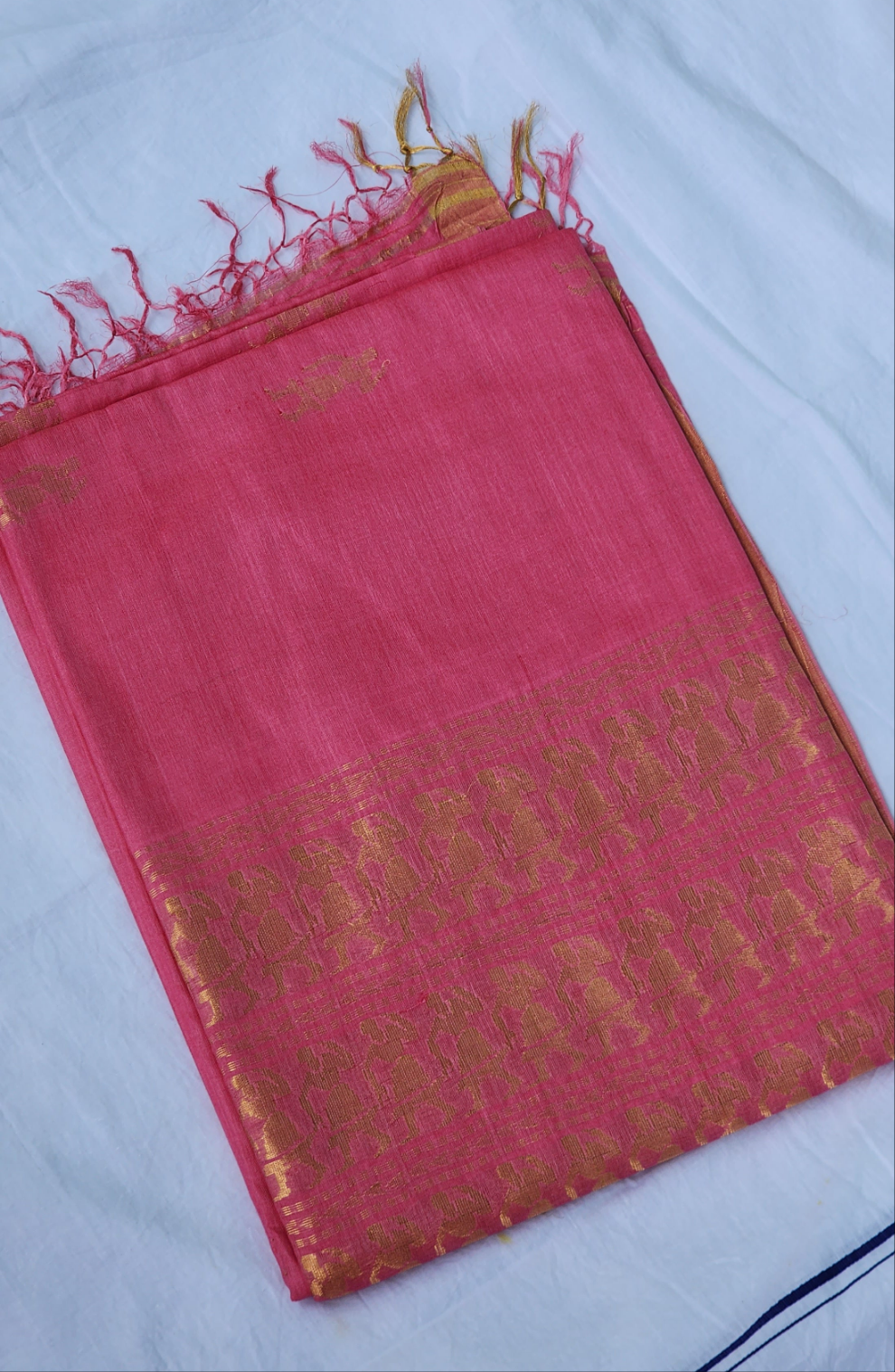 Pink Kosa silk with woven motifs
