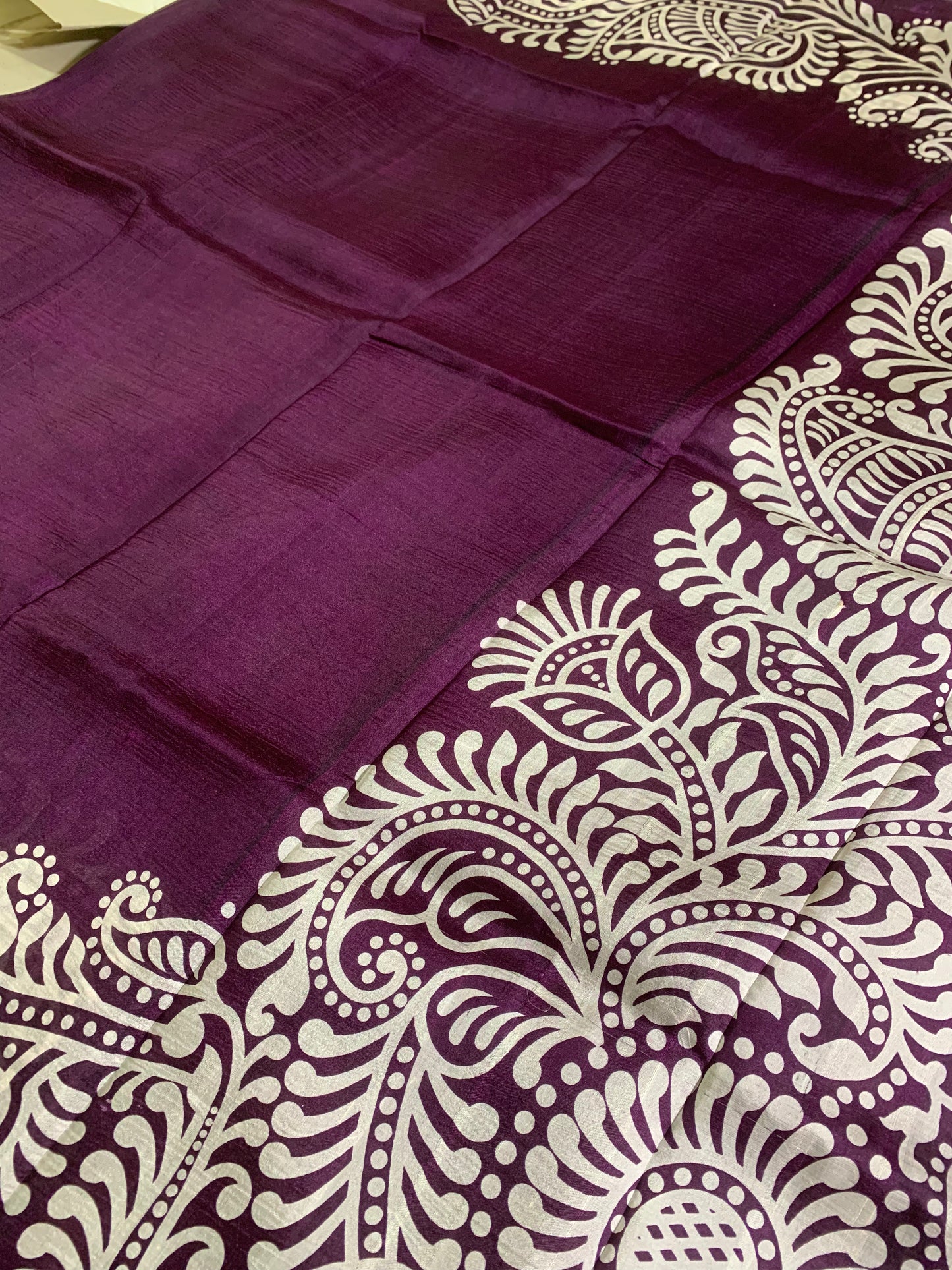 Block printed Pure silk saree