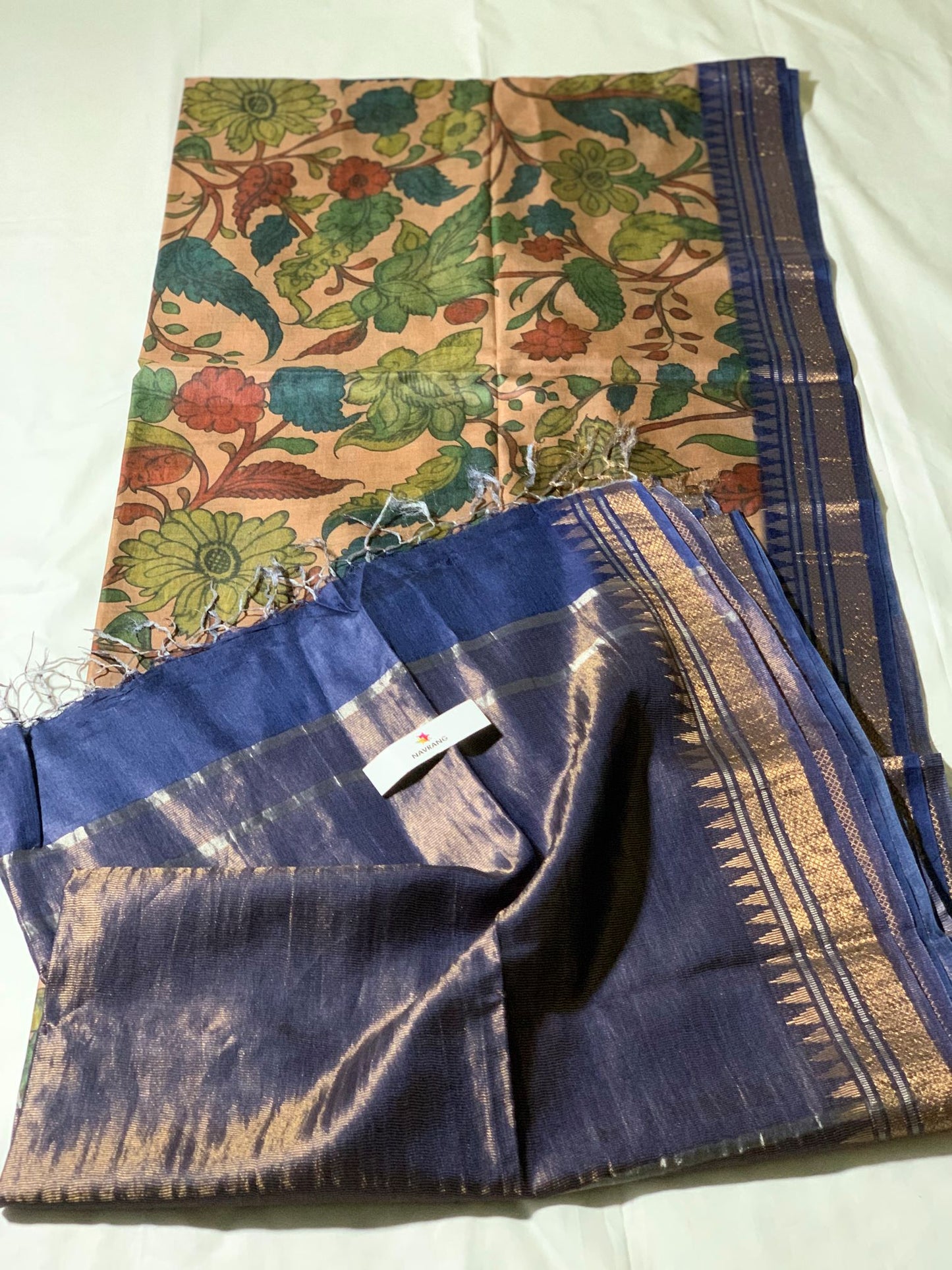 Floral Printed Tussar silk Saree