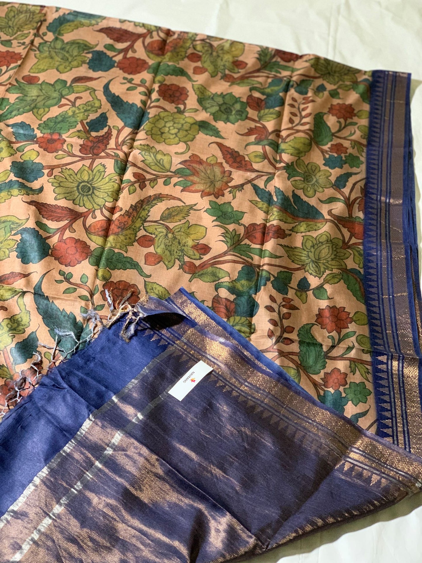Floral Printed Tussar silk Saree