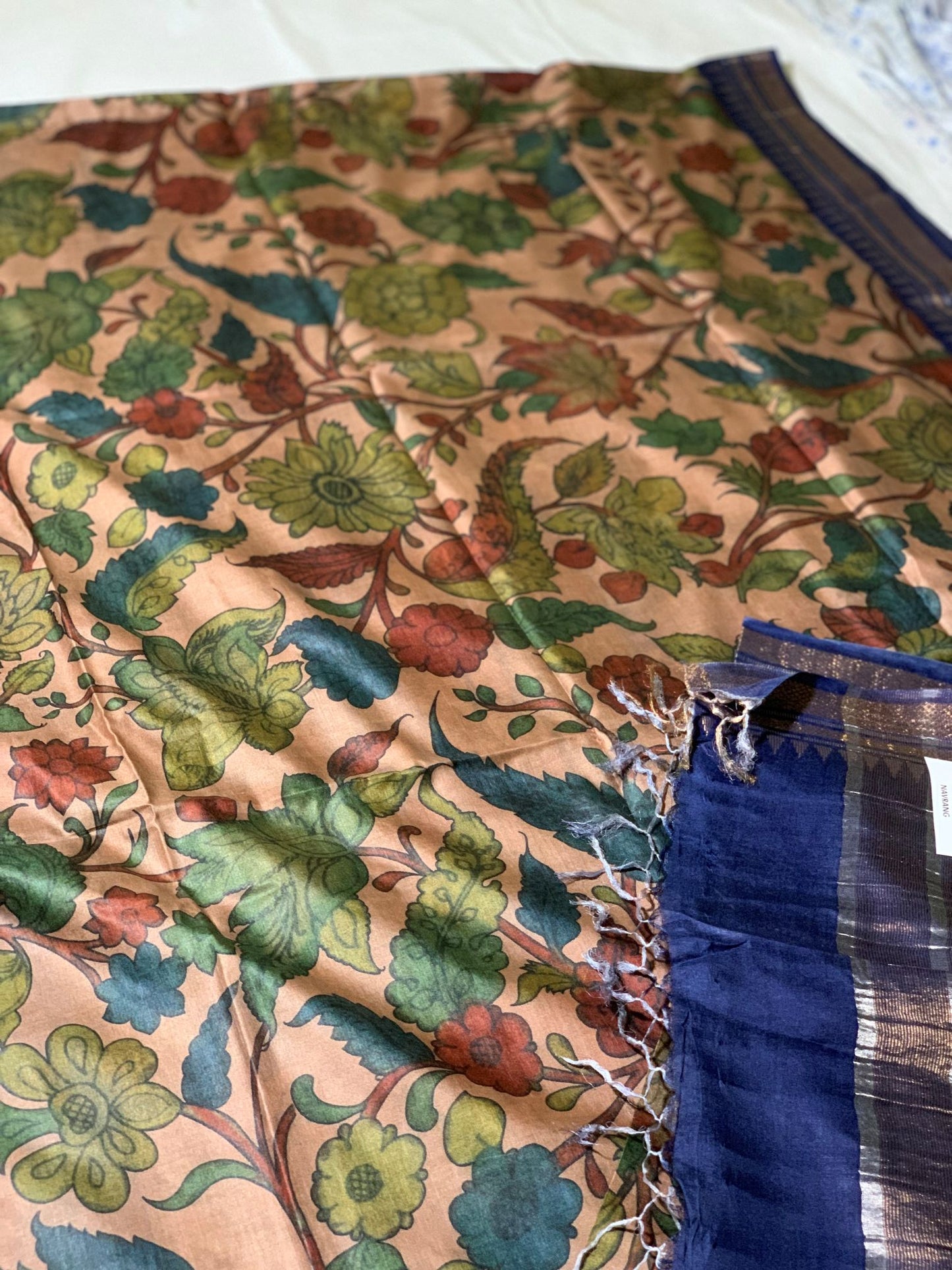 Floral Printed Tussar silk Saree