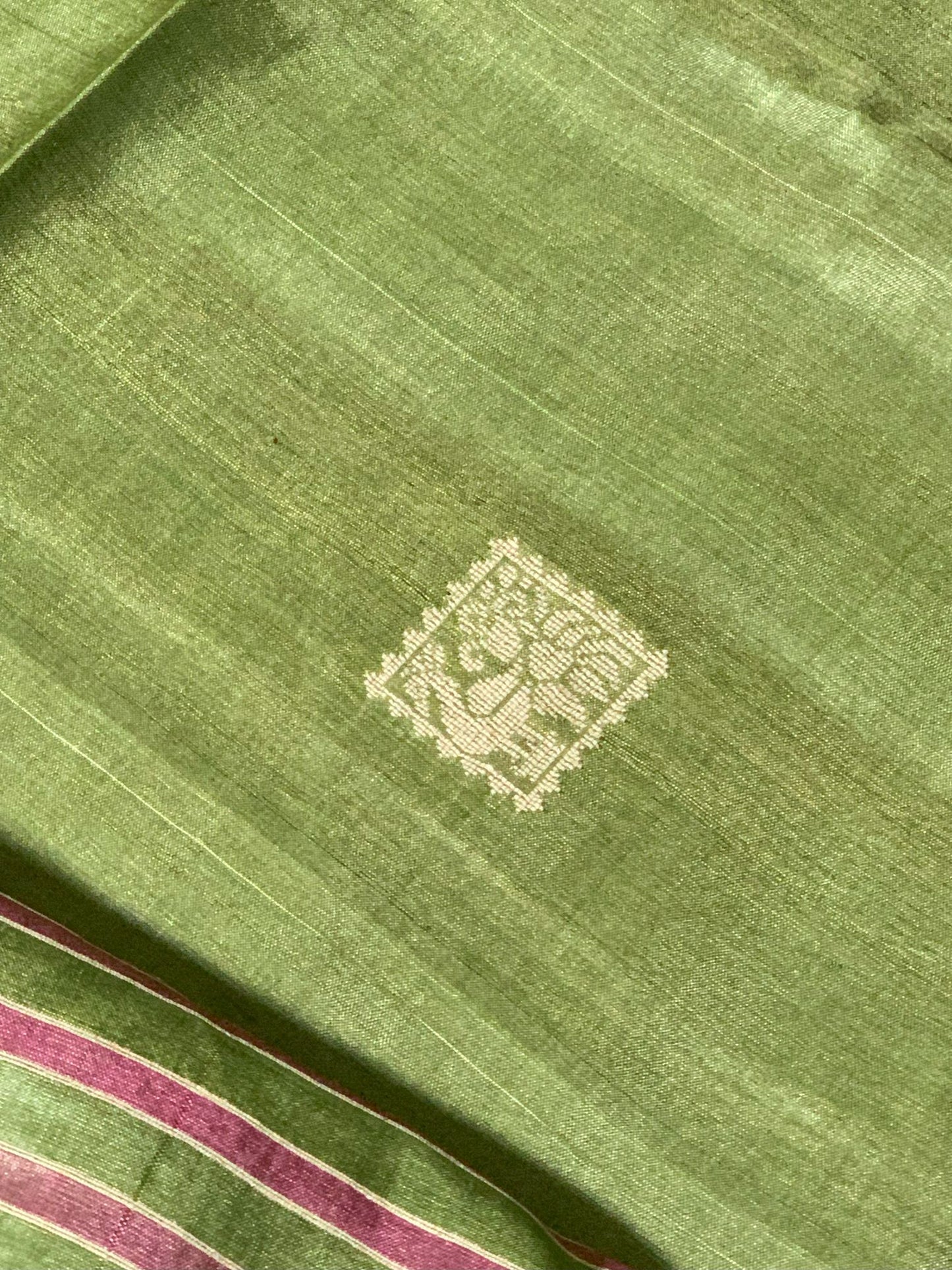 Woven Peacock Motif Pastel Tussar silk saree