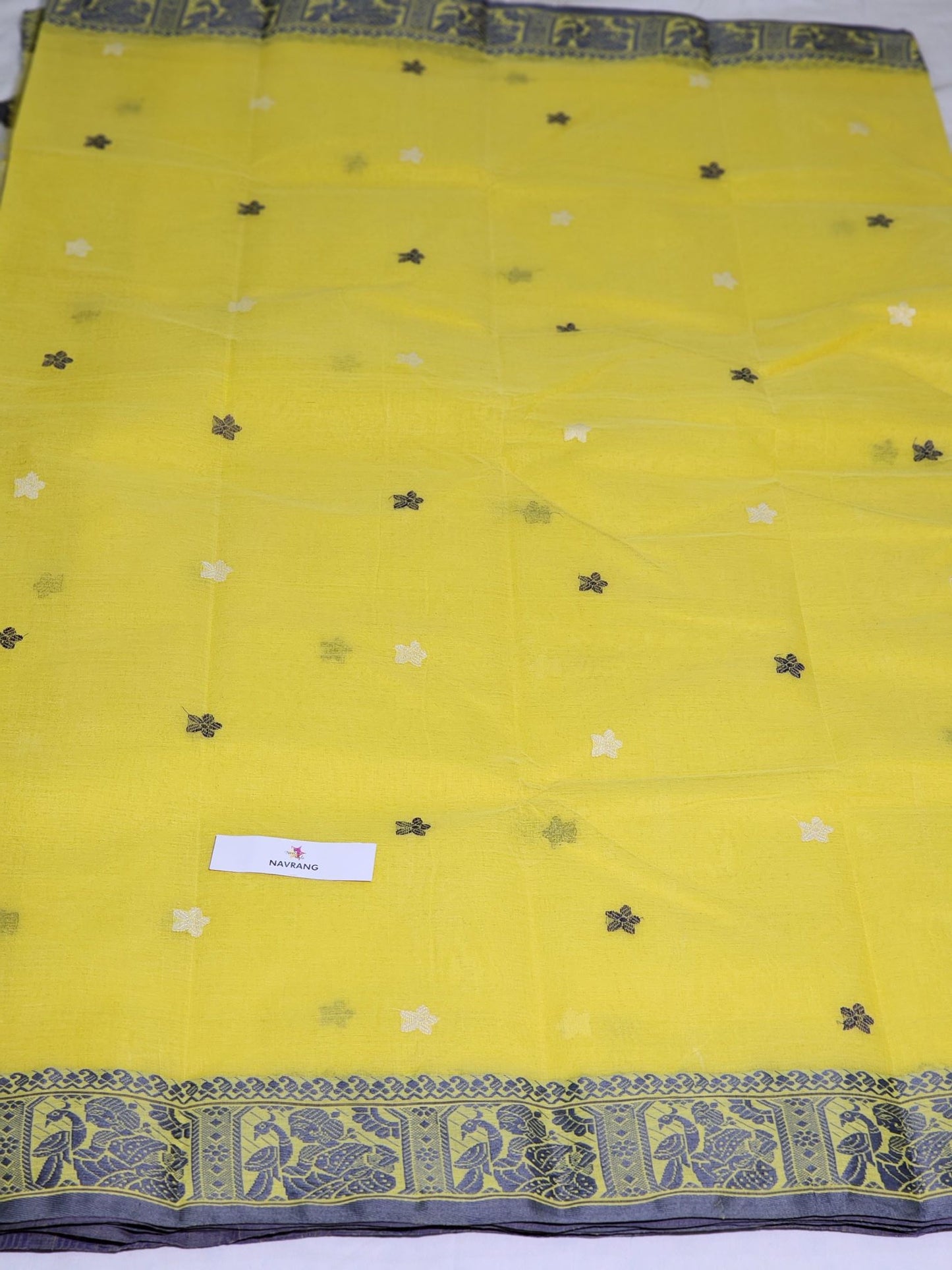 Tant Saree lemon yellow