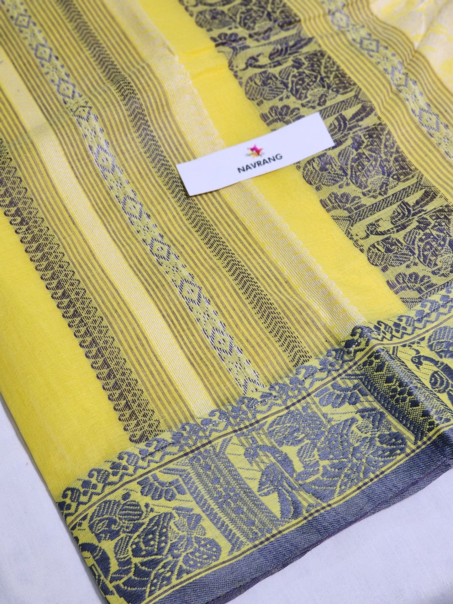 Tant Saree lemon yellow