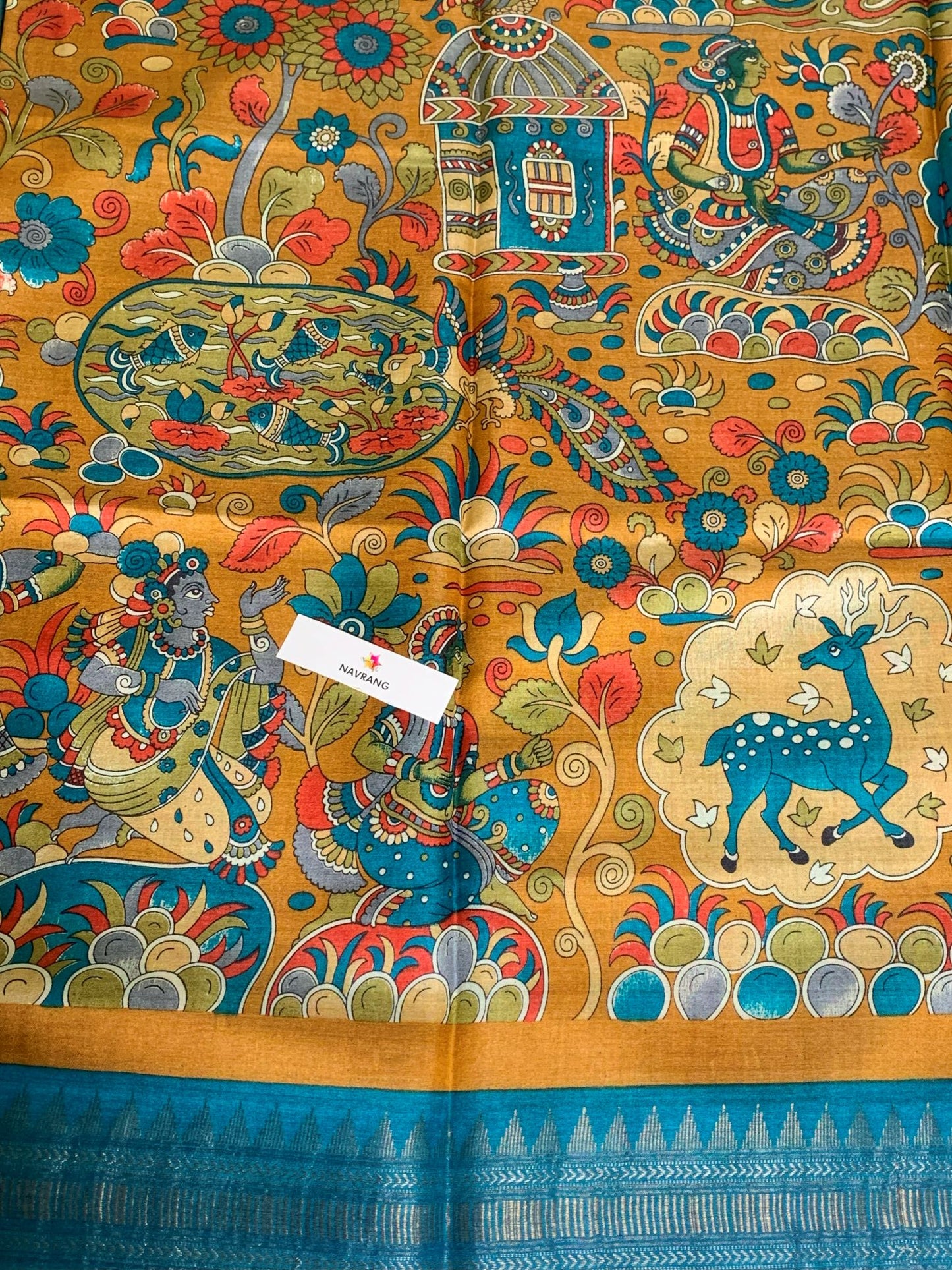 Beutiful theme Printed Tussar silk saree