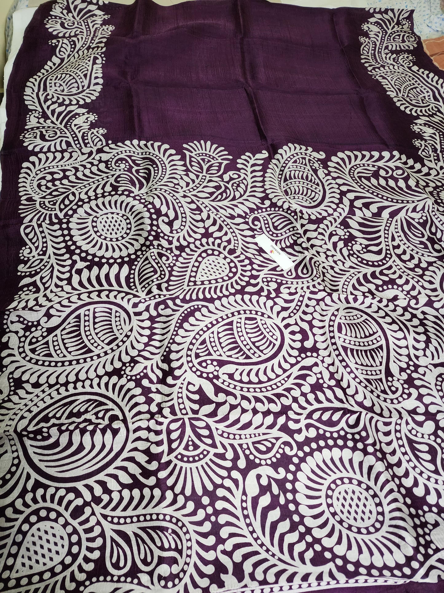 Block printed Pure silk saree