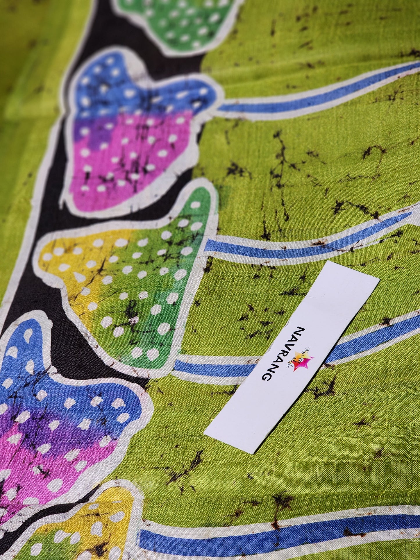 Handpainted green silk saree