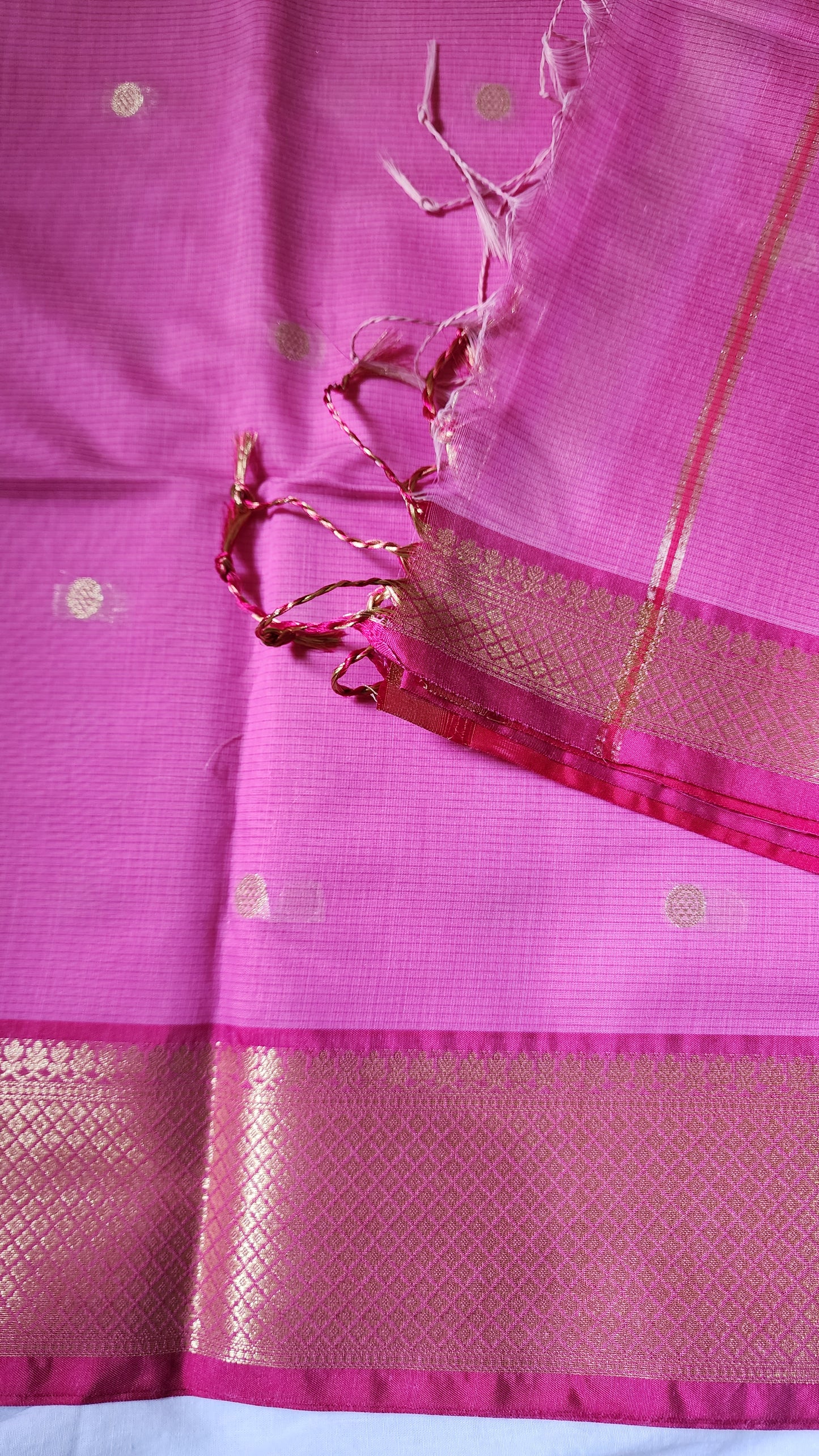 Pink and Pink Semi Maheshwari Saree