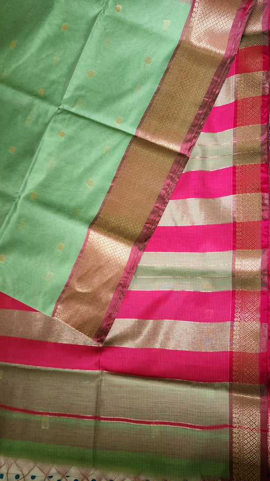 Light green and pink Semi Maheshwari