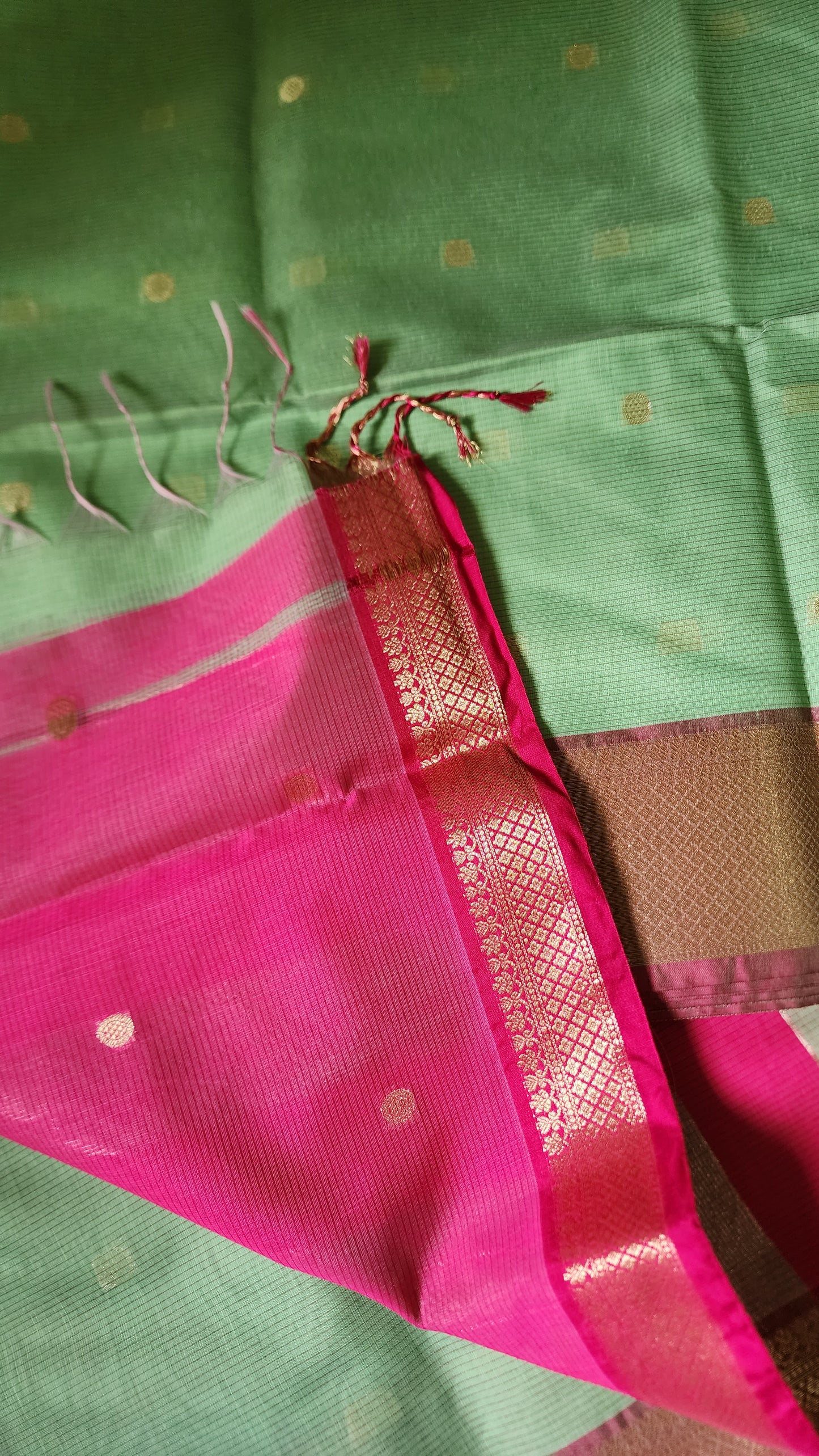 Light green and pink Semi Maheshwari