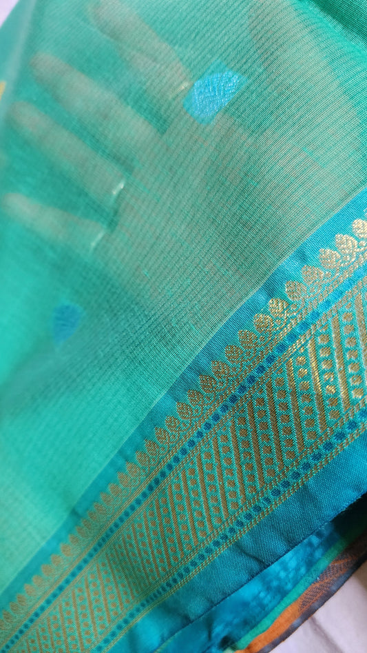 Green Semi maheshwari with all over Boota