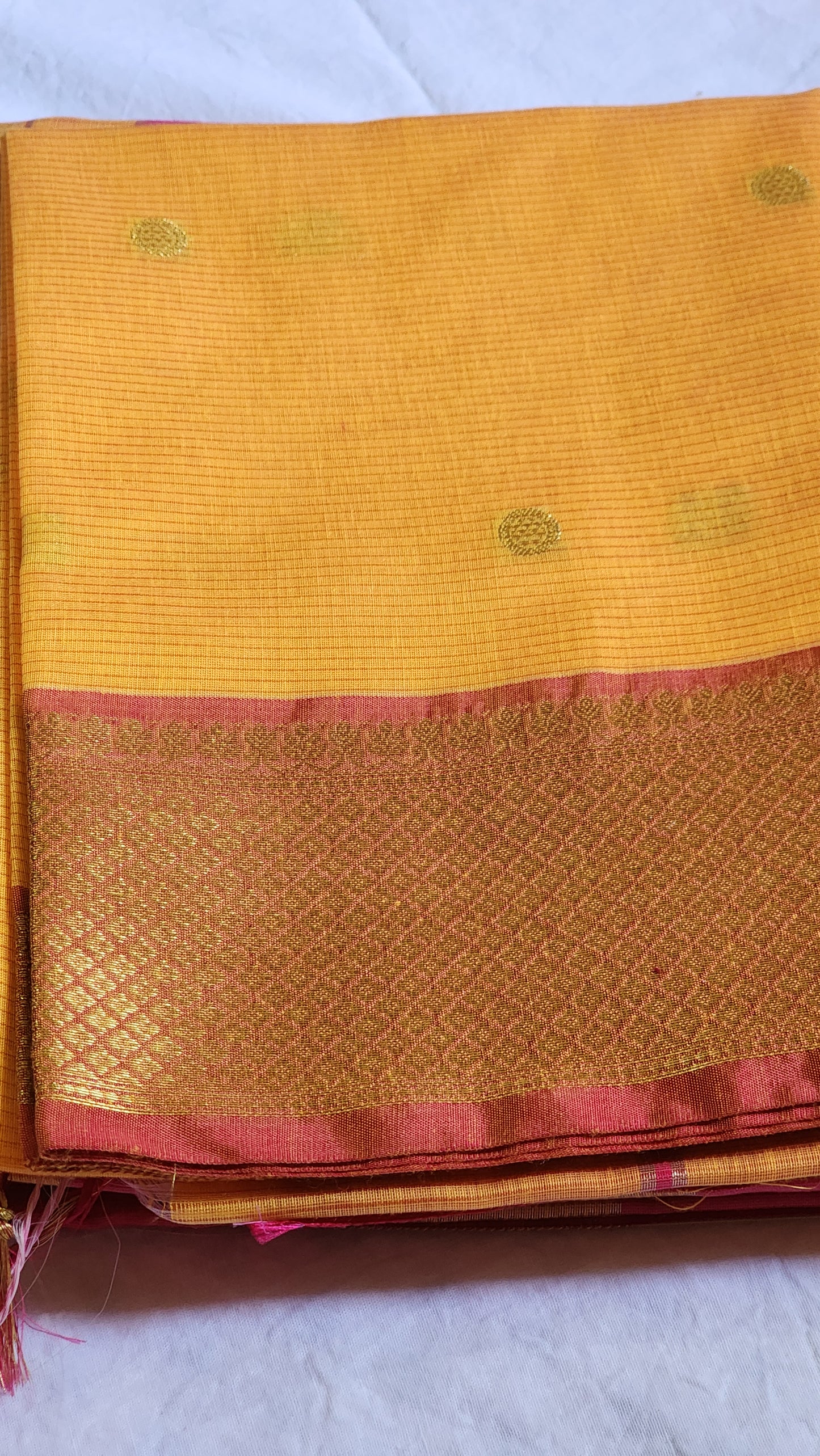 Orange and Pink Semi Maheshwari saree