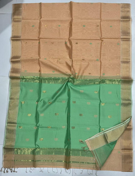 Pastel Maheshwari silk cotton saree