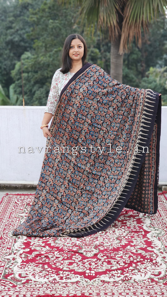 Phool - Handcrafted Ajrakh Modal Silk Saree
