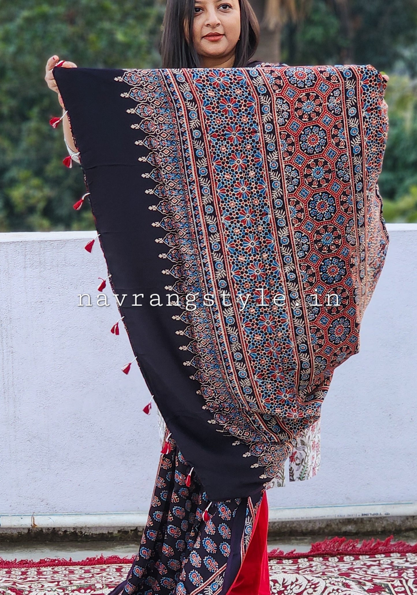 Ajrakh Anokhi Modal silk saree