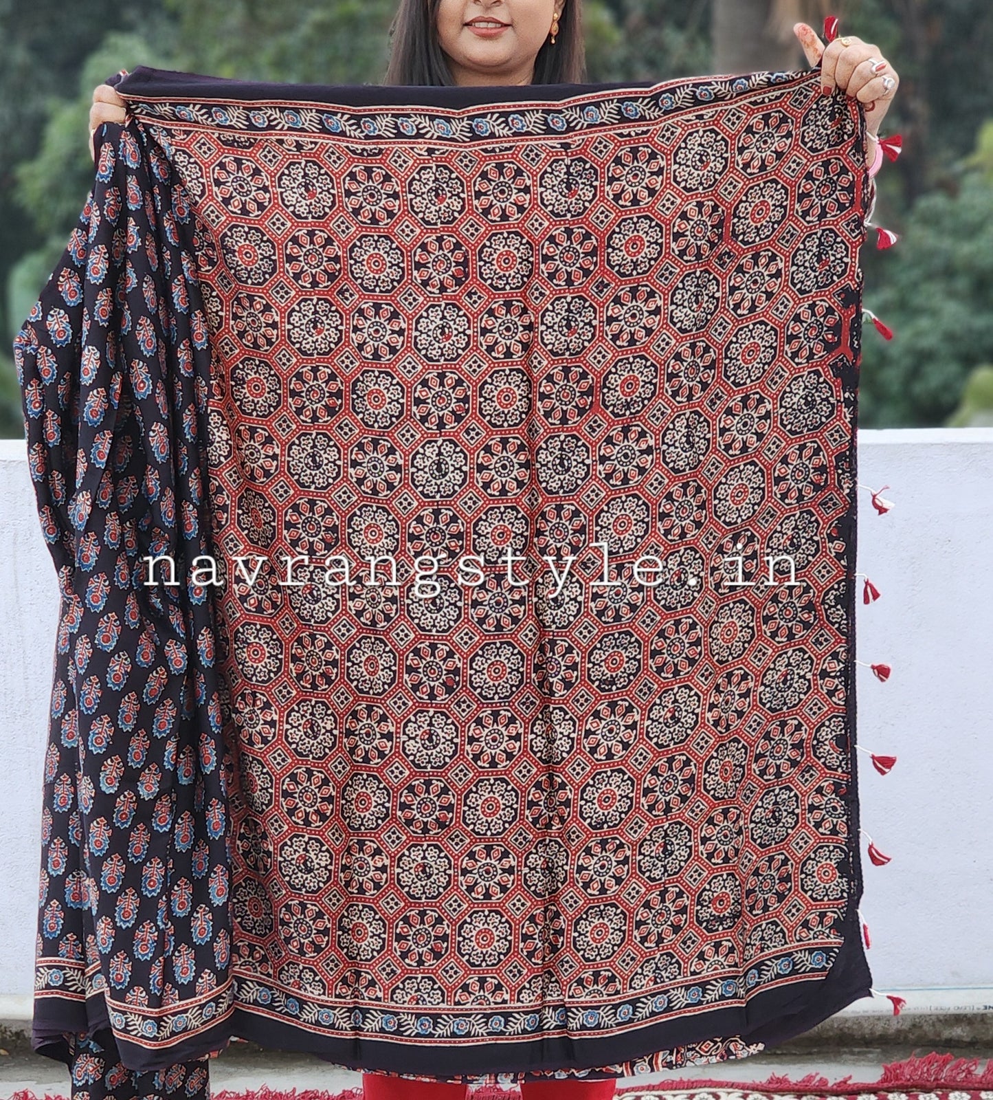 Ajrakh Anokhi Modal silk saree