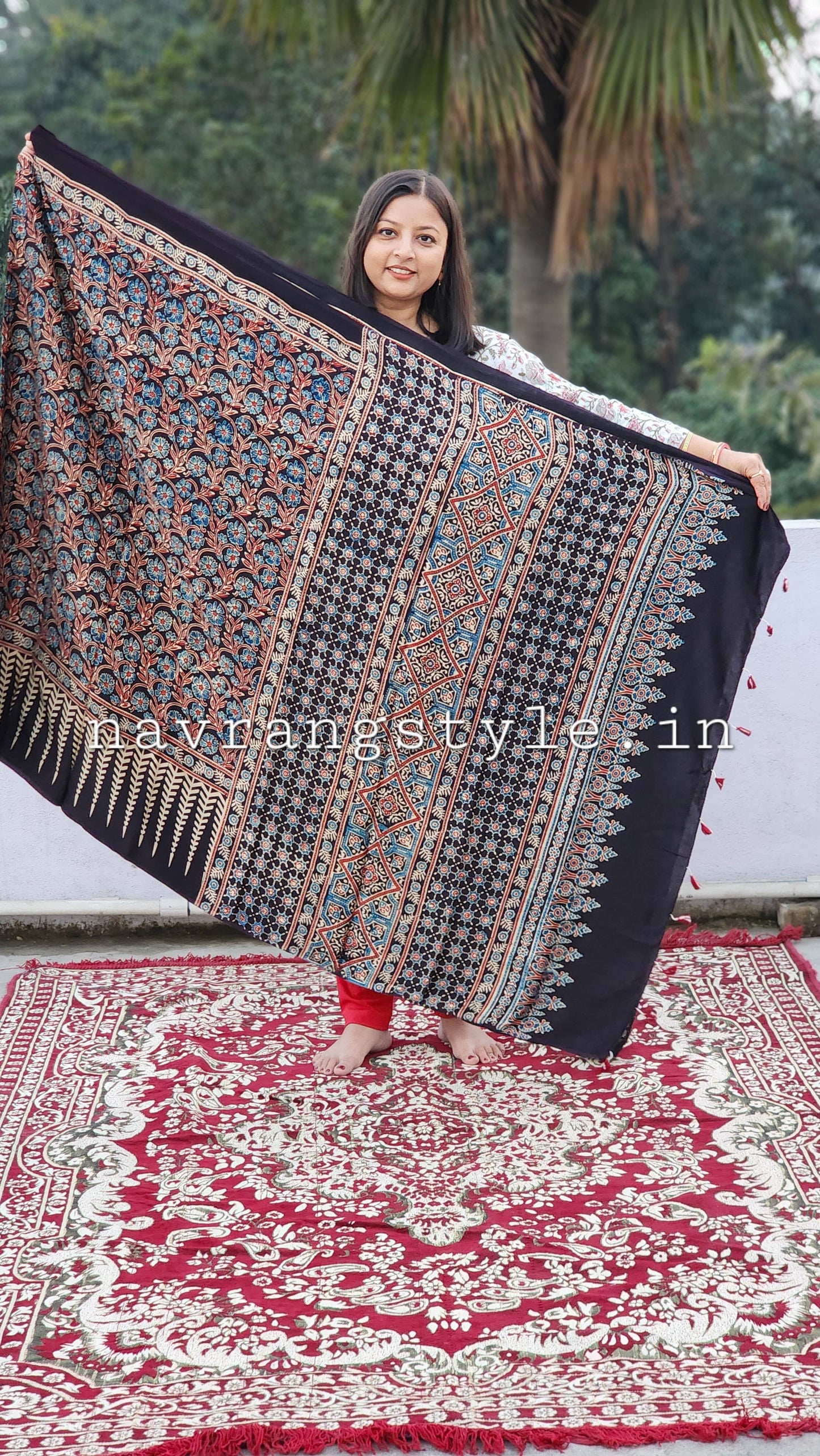 Phool - Handcrafted Ajrakh Modal Silk Saree