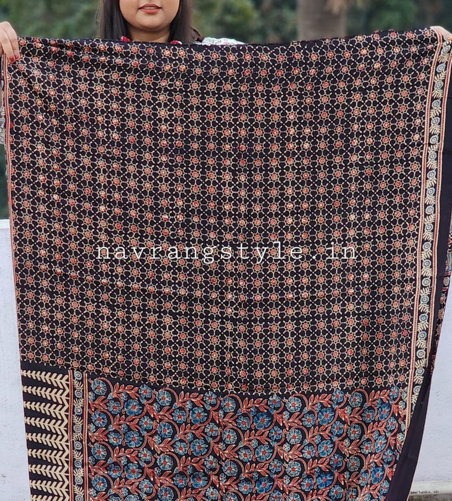 Phool - Handcrafted Ajrakh Modal Silk Saree