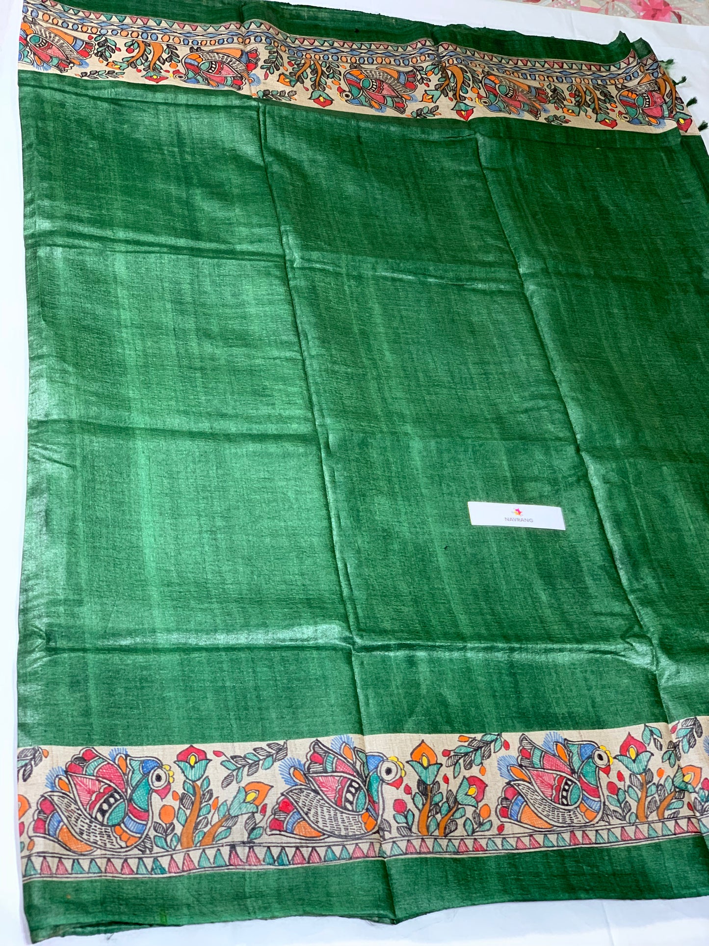 Handpainted Madhubani Tussar silk saree