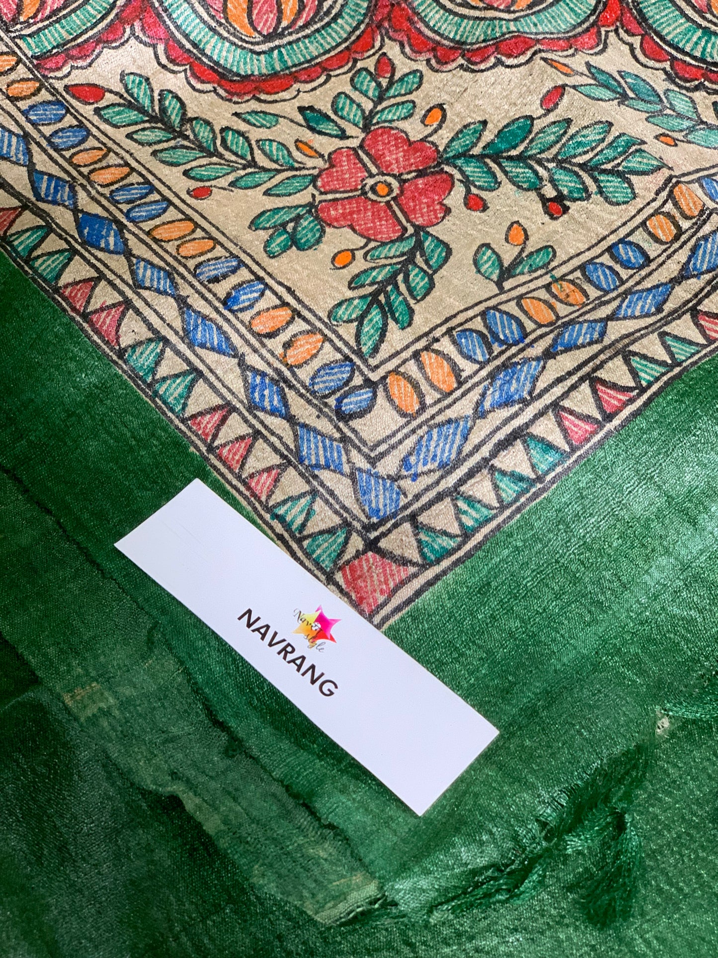 Handpainted Madhubani Tussar silk saree