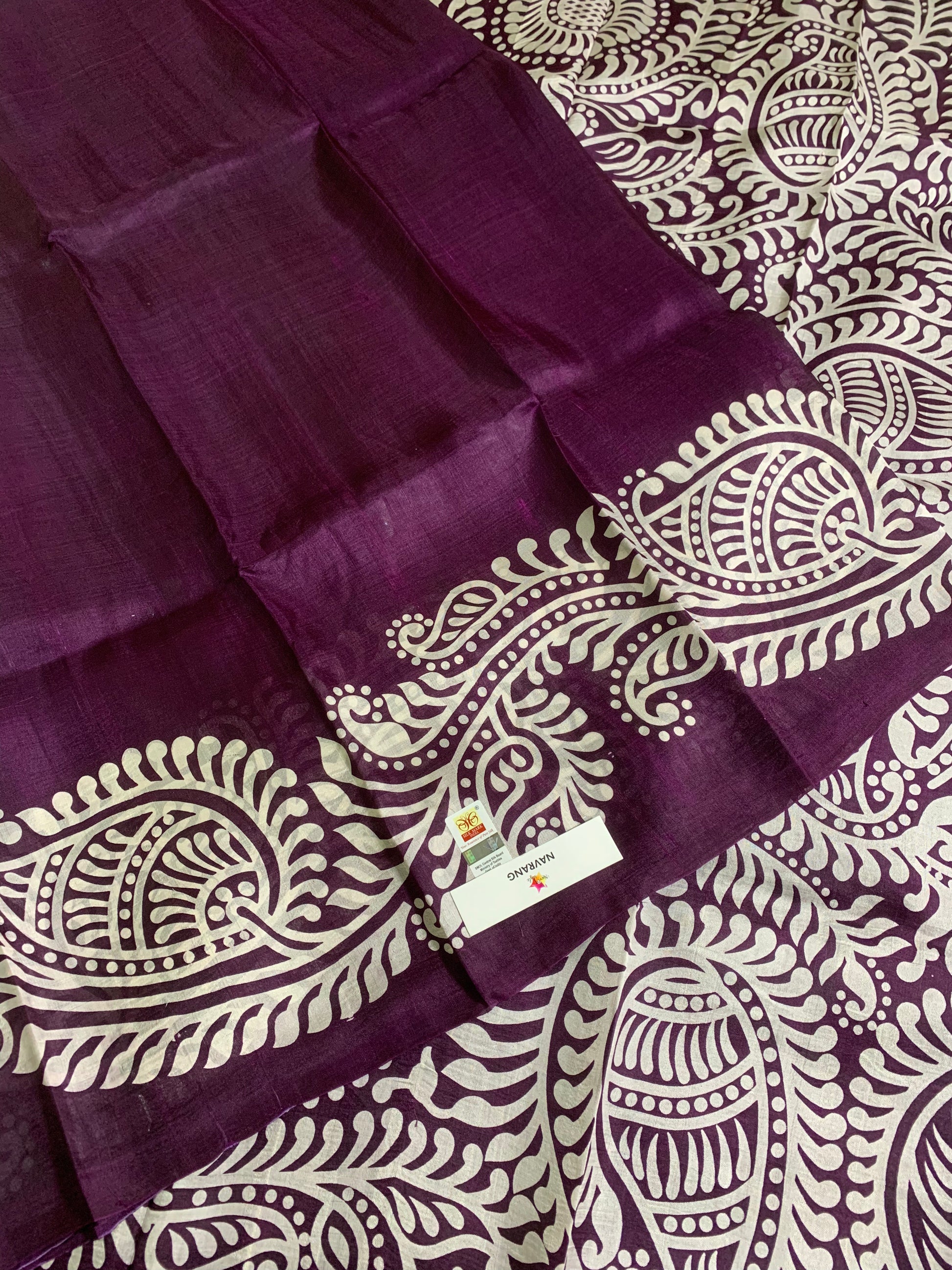 Saree Block Pattern Block printed Pure silk saree – Navrangstyle