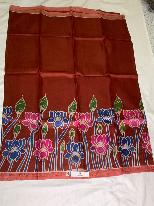 Handpainted pure silk Saree
