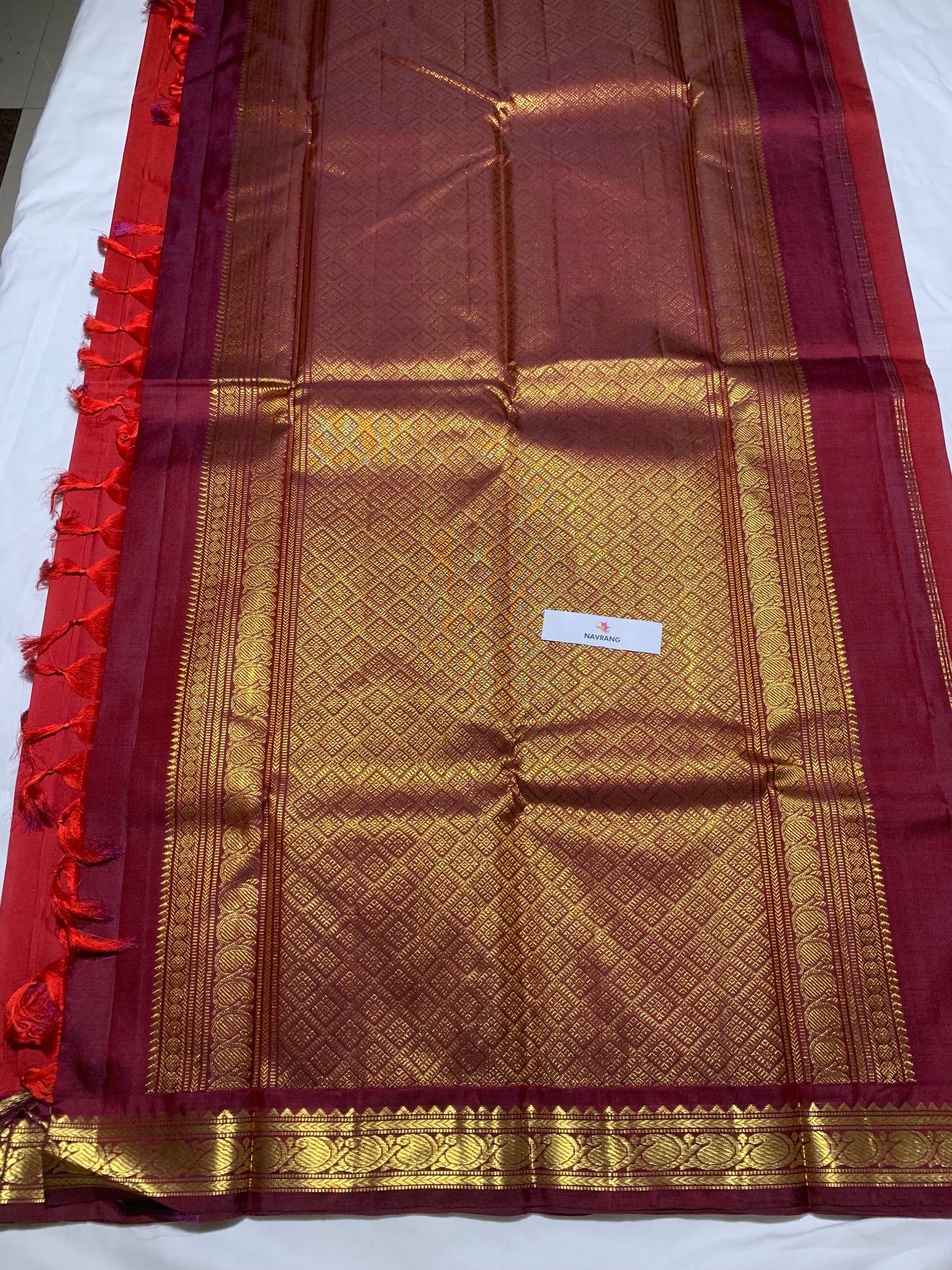 Maroon Pure Silk Kanchipuram Saree