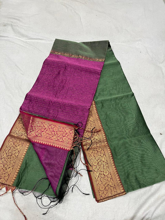 Pista green Maheshwari silk saree