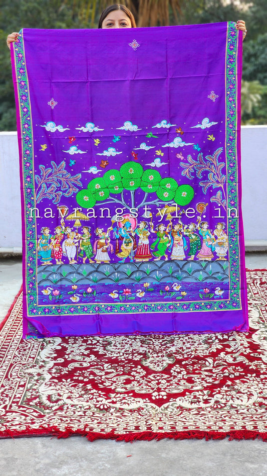 Rasleela Pattachitra Silk Saree