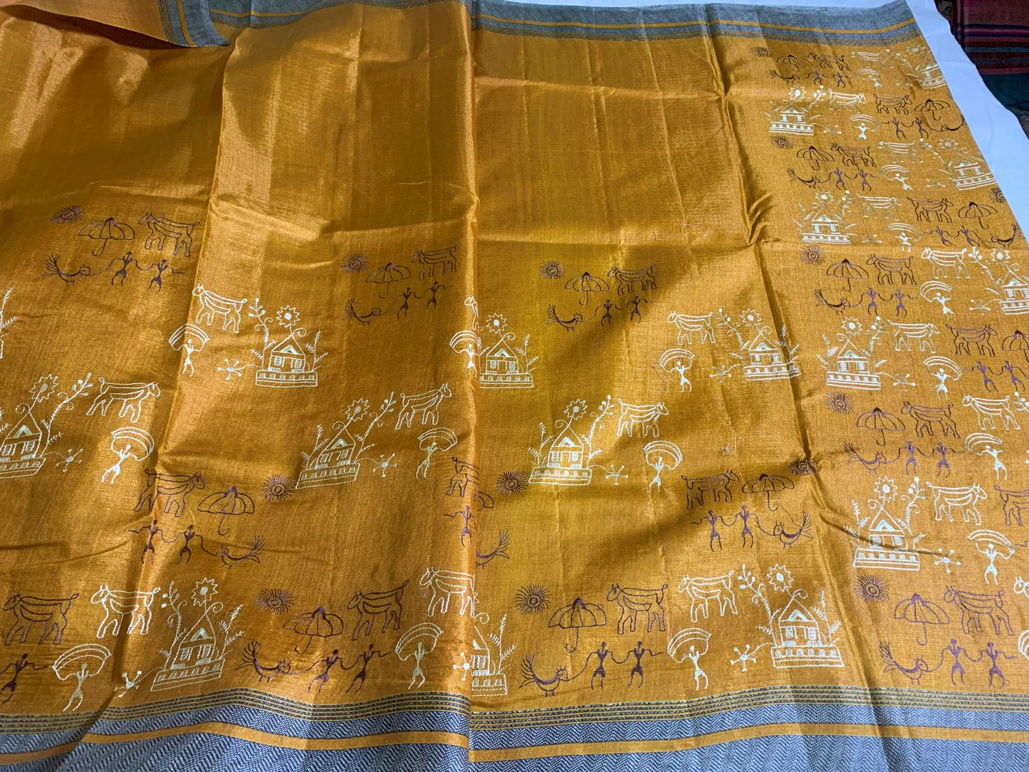 Embroidered mix Cotton Saree