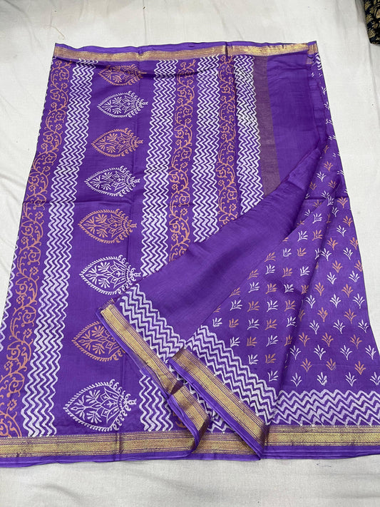 Maheshwari Block printed Saree V