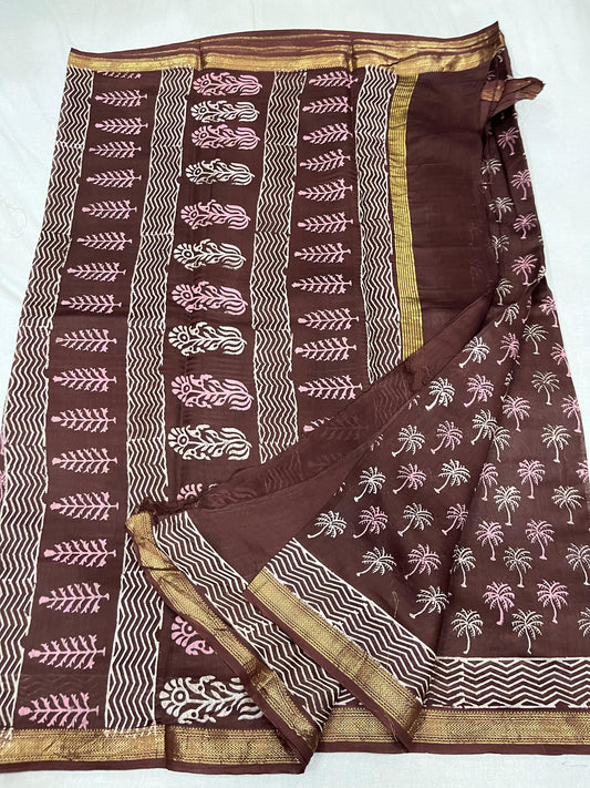 Maheshwari Block printed Saree VII