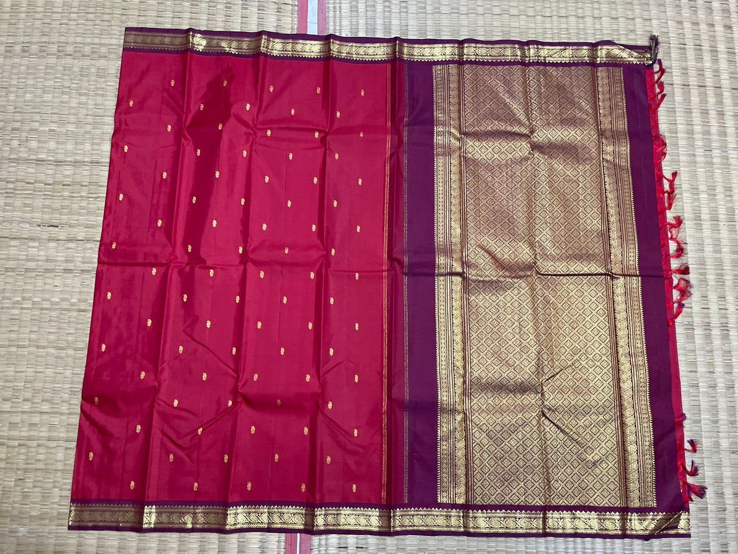 Maroon Pure Silk Kanchipuram Saree