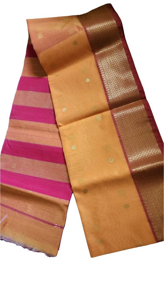 Orange and Pink Semi Maheshwari saree