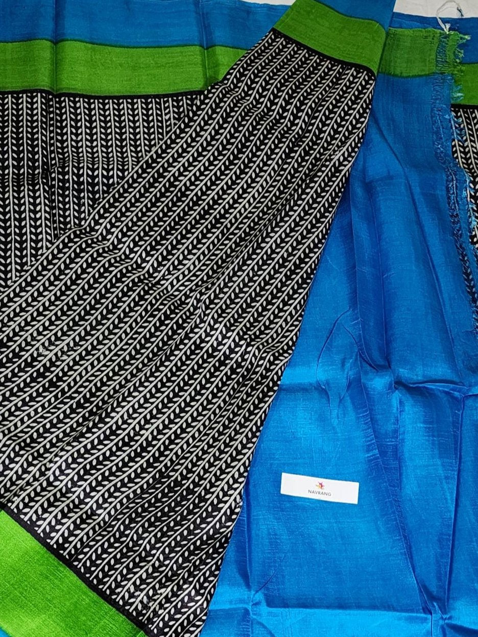 Black Stripe Murshidaabadi silk saree