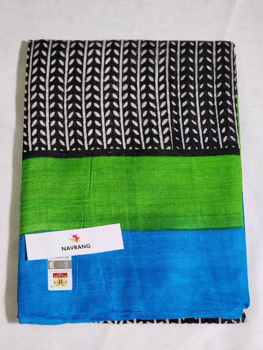 Black Stripe Murshidaabadi silk saree