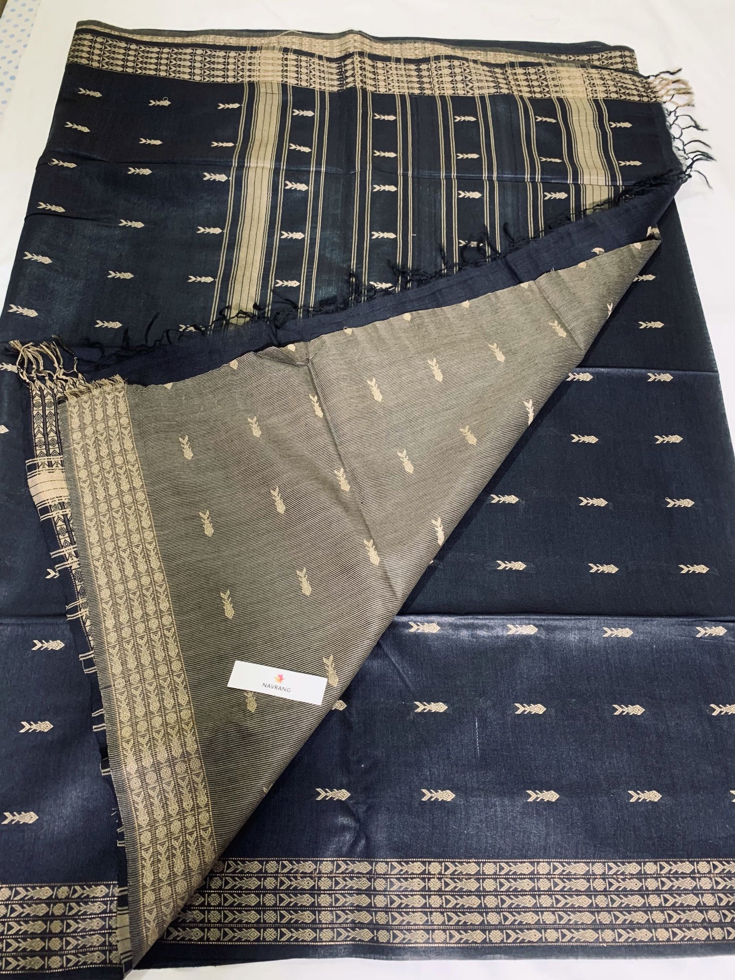 Woven Fish motif Tussar silk Saree