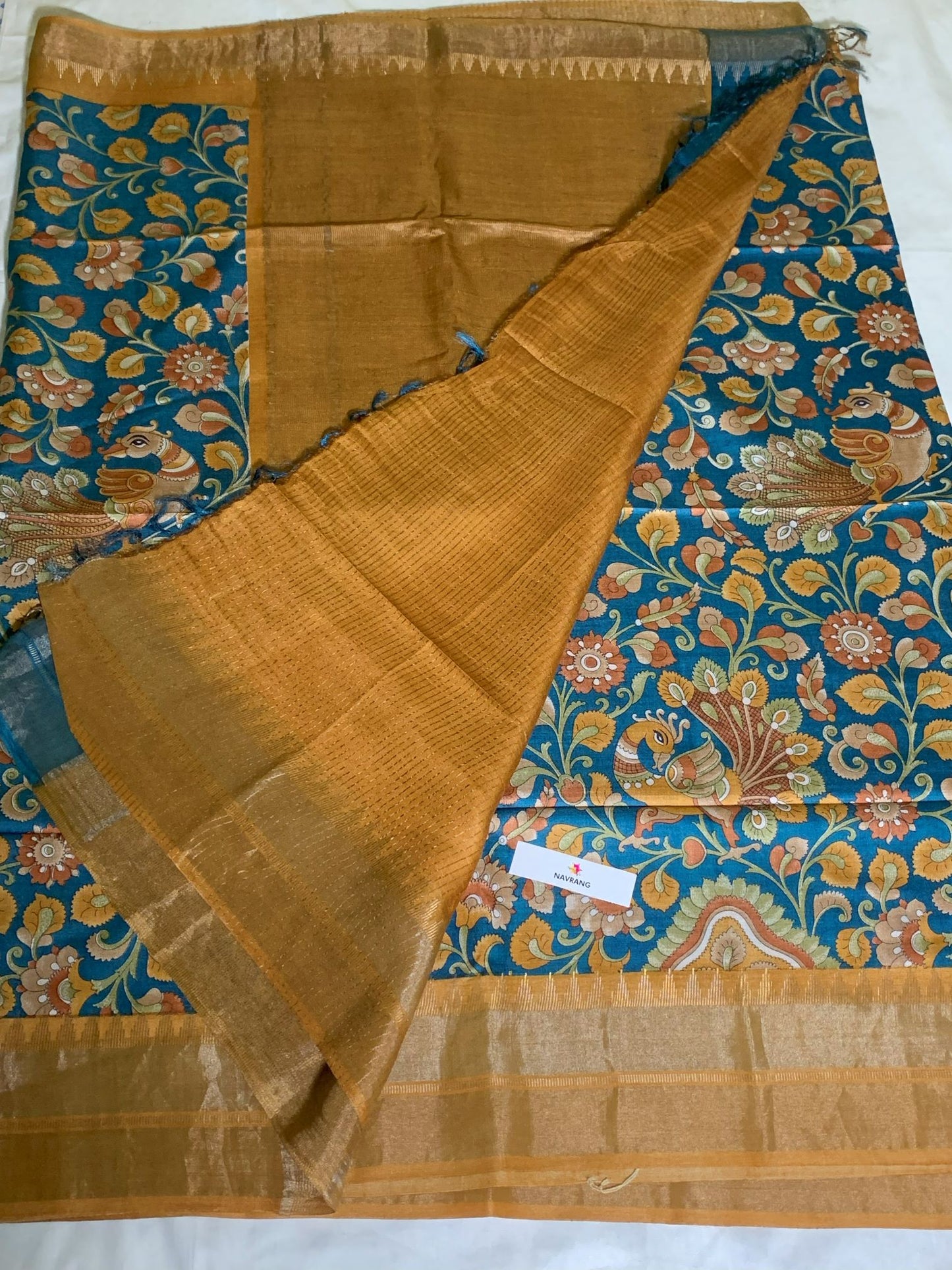 Peacock beauty Printed Tussar Silk saree