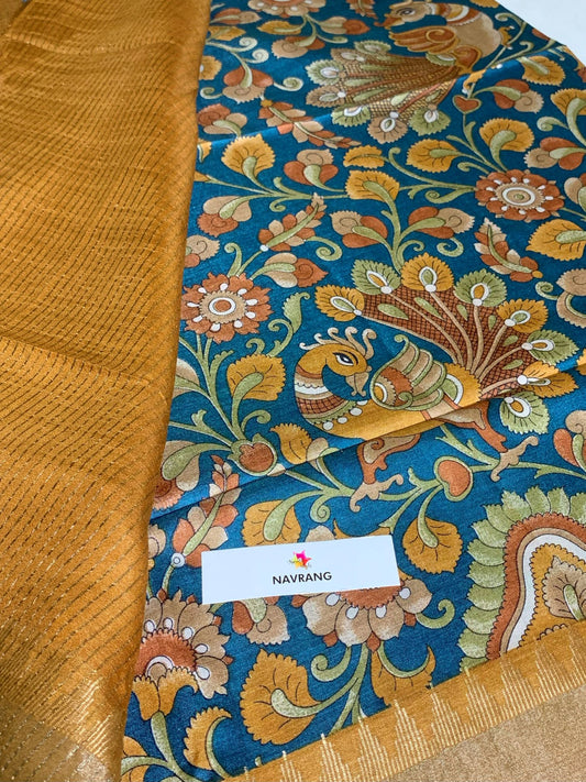 Peacock beauty Printed Tussar Silk saree