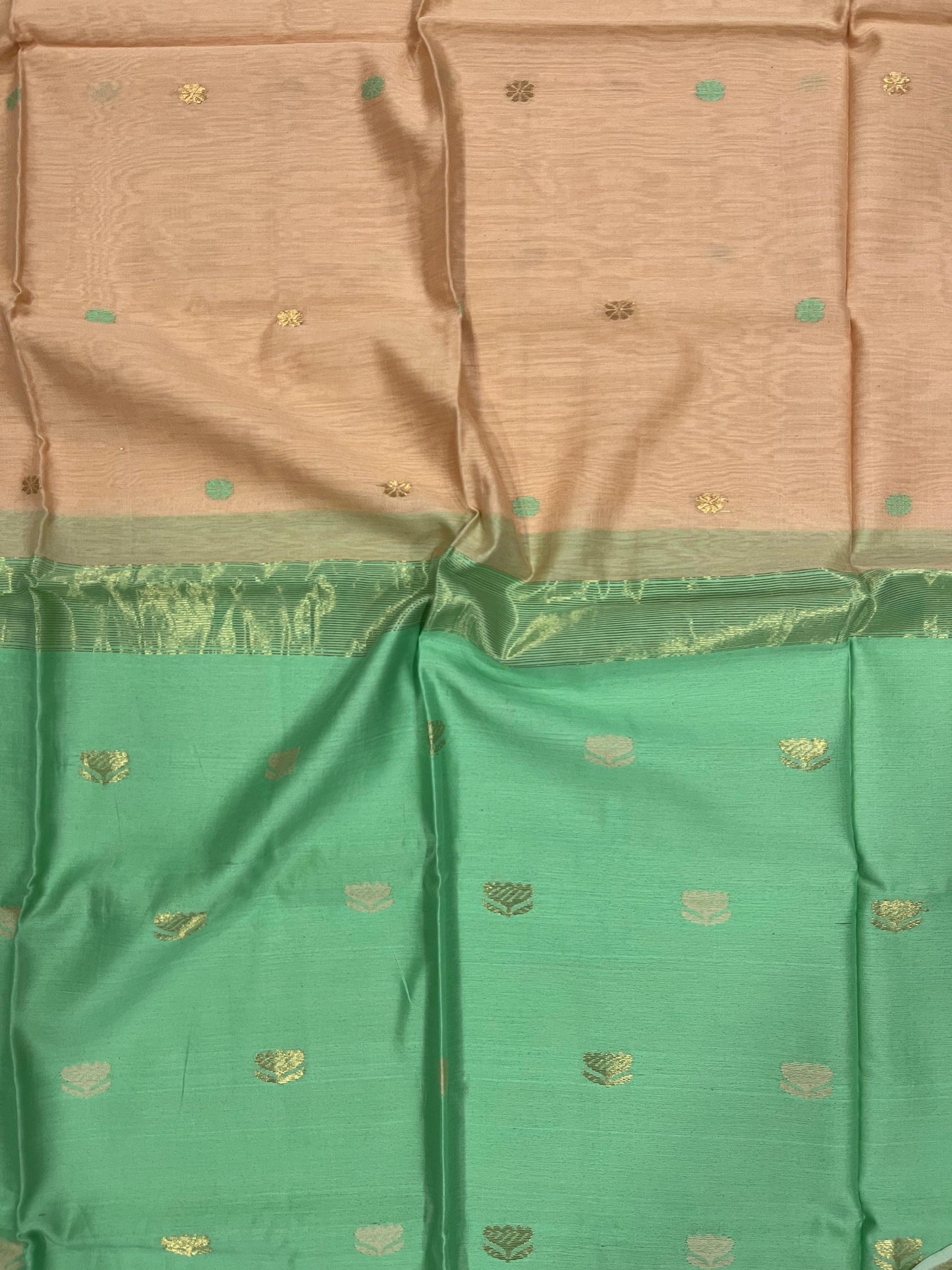 Pastel Maheshwari silk cotton saree