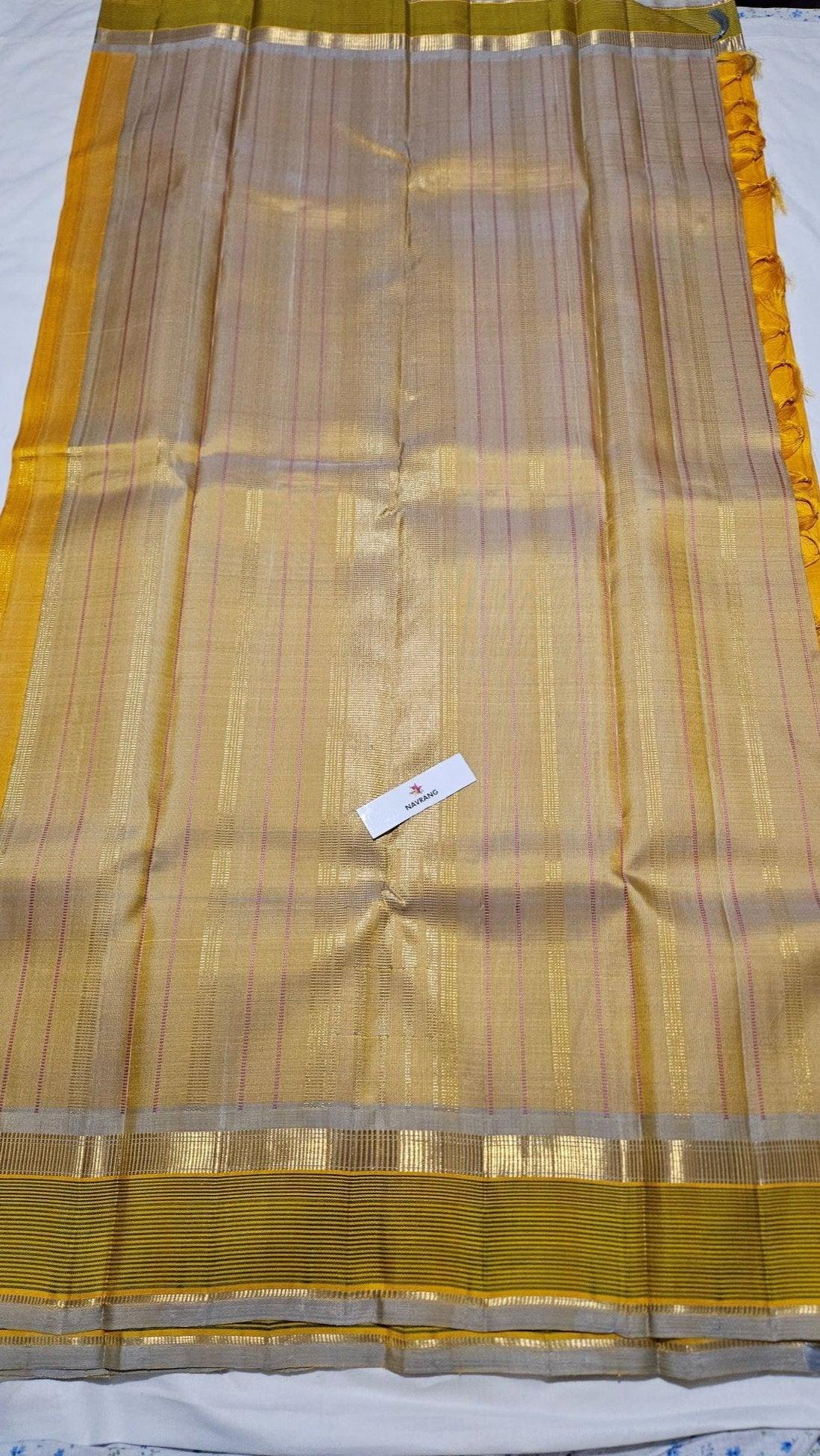 Mustard Yellow dual shade Kanjivaram Saree