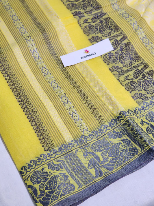 Tant Saree lemon yellow