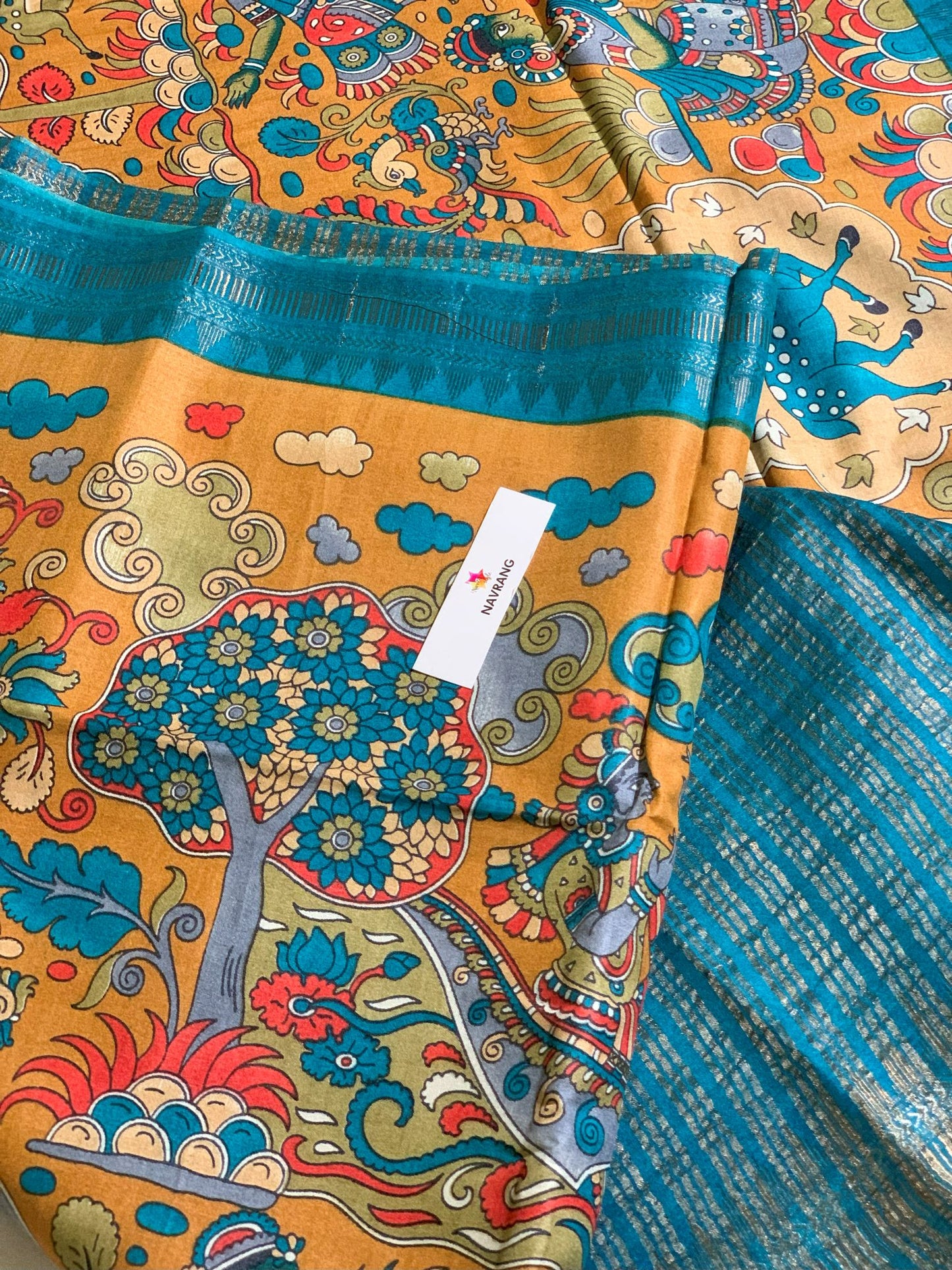 Beutiful theme Printed Tussar silk saree