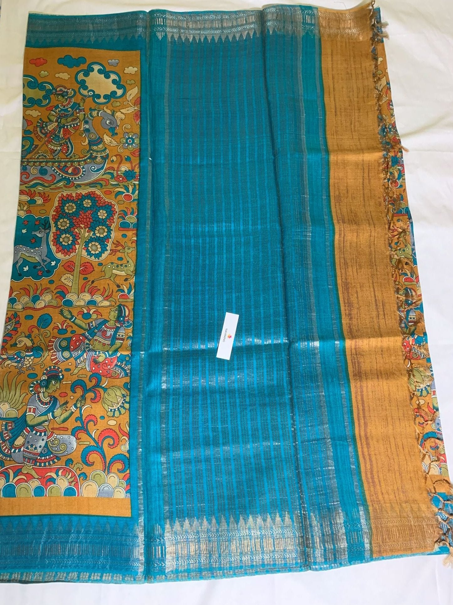 Beutiful theme Printed Tussar silk saree