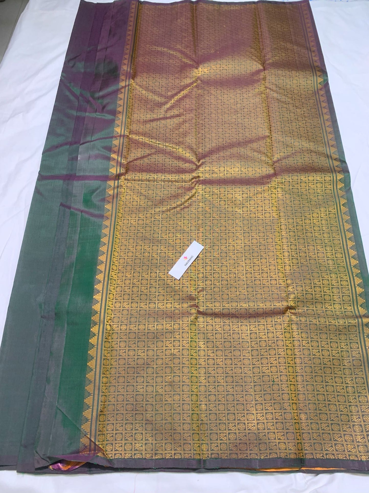 Dual Shade no Zari Pure Silk Kanjivaram Saree