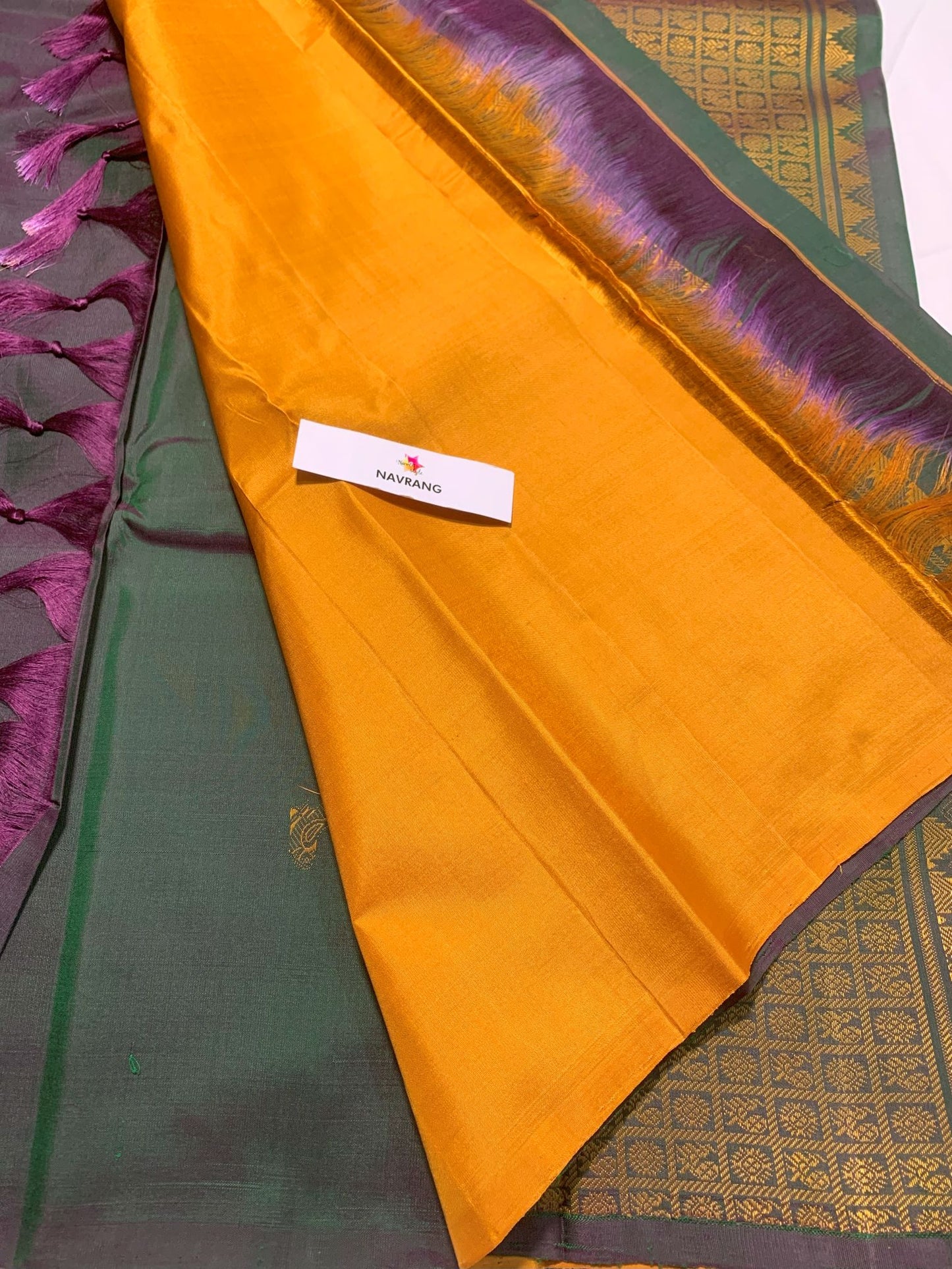 Dual Shade no Zari Pure Silk Kanjivaram Saree