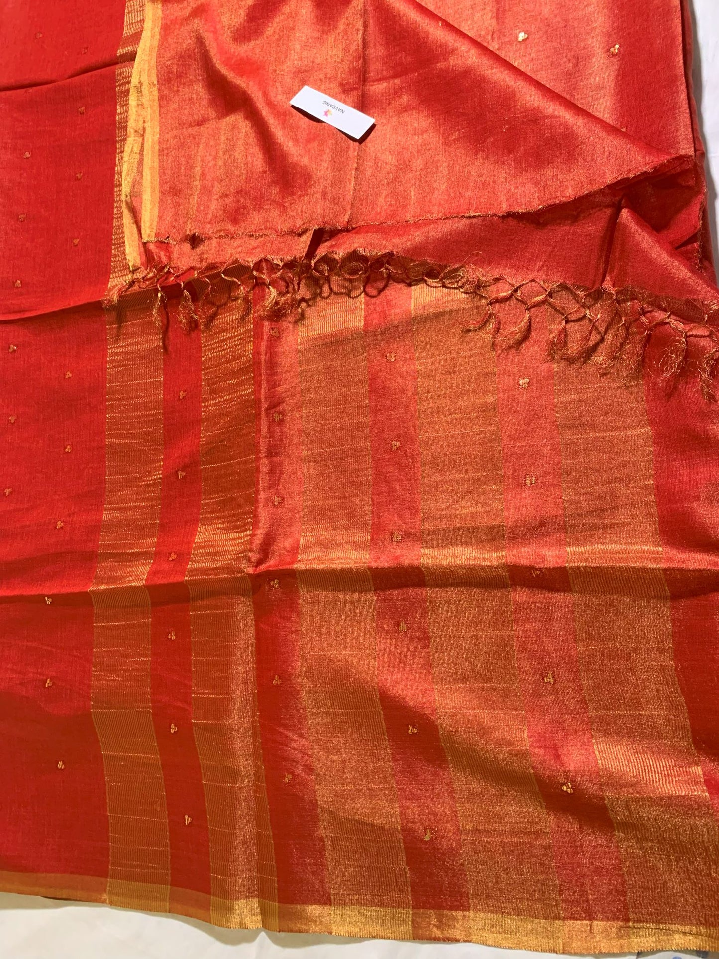 Woven Sequin Orange Tissue Saree