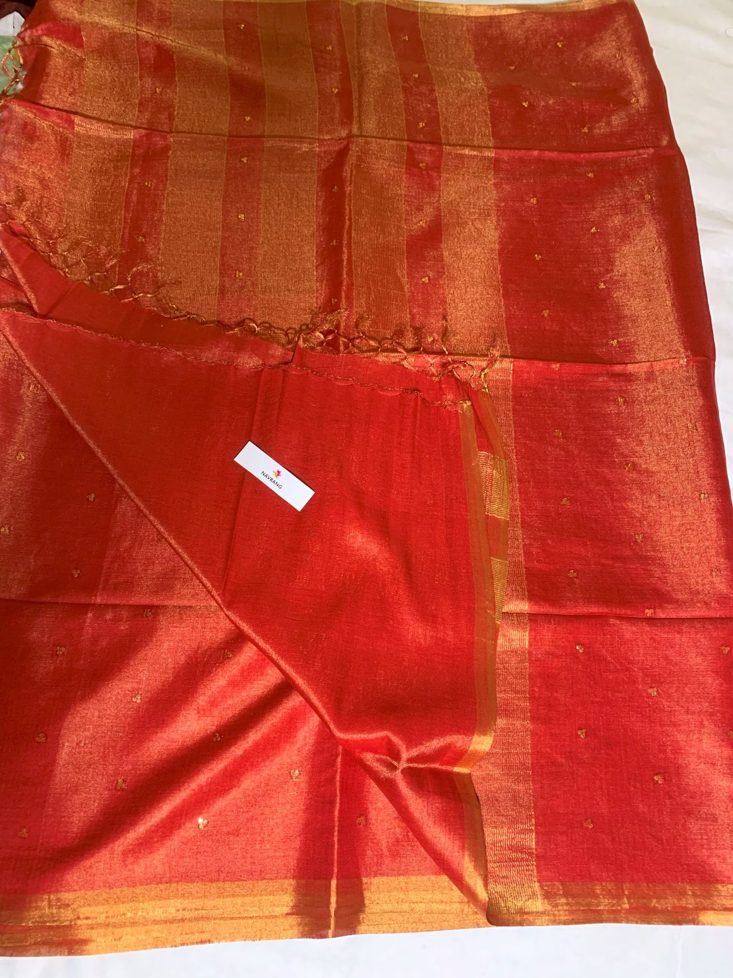 Woven Sequin Orange Tissue Saree
