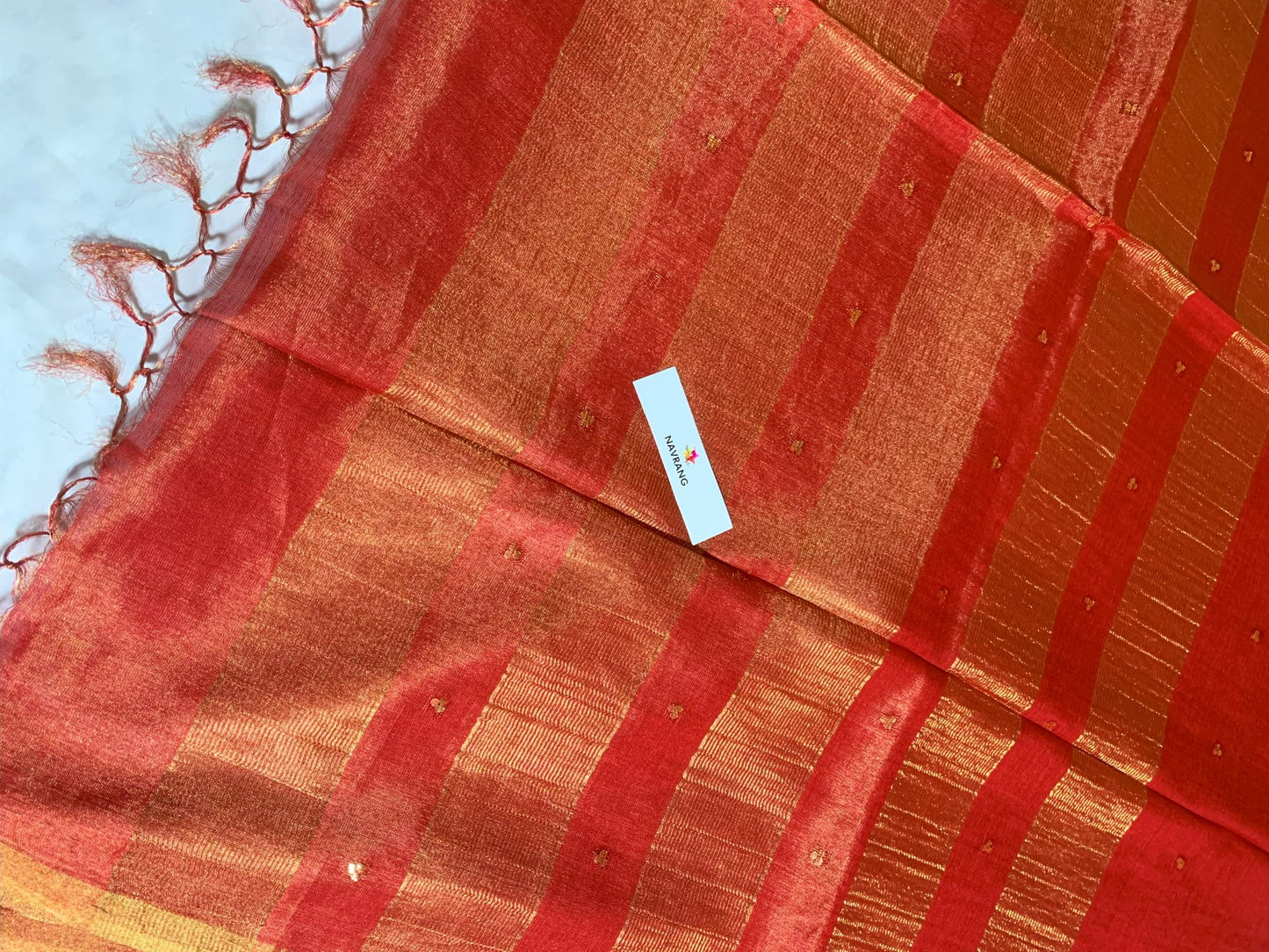 Woven Sequin Orange Tissue Saree